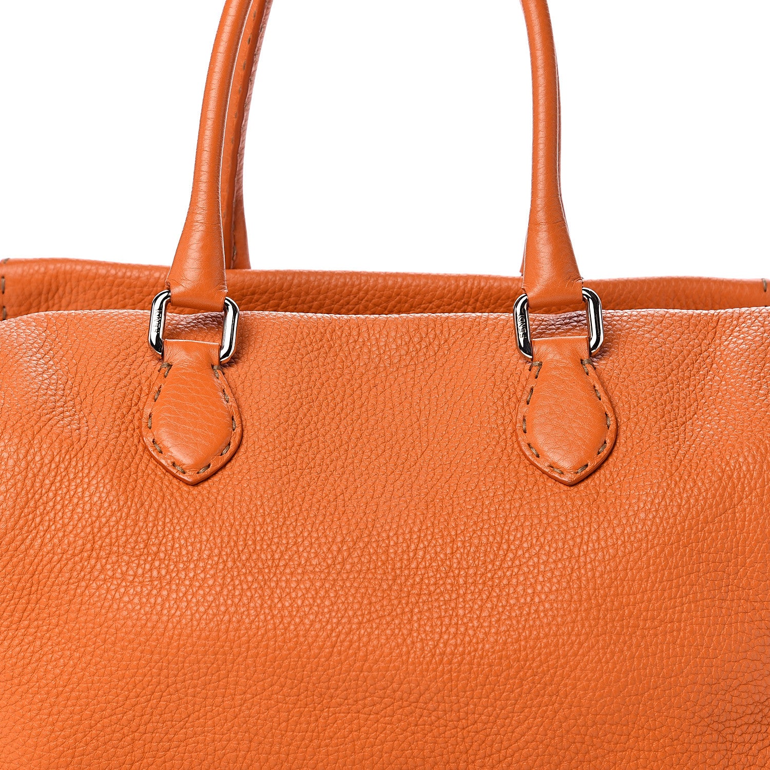 Fendi Calfskin Romano Selleria Firenze Frame Bag Orange 9 of 9