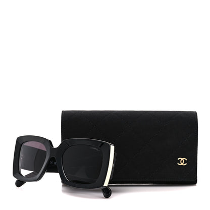 Chanel Acetate Rectangle Sunglasses 5435 Black 8 of 8
