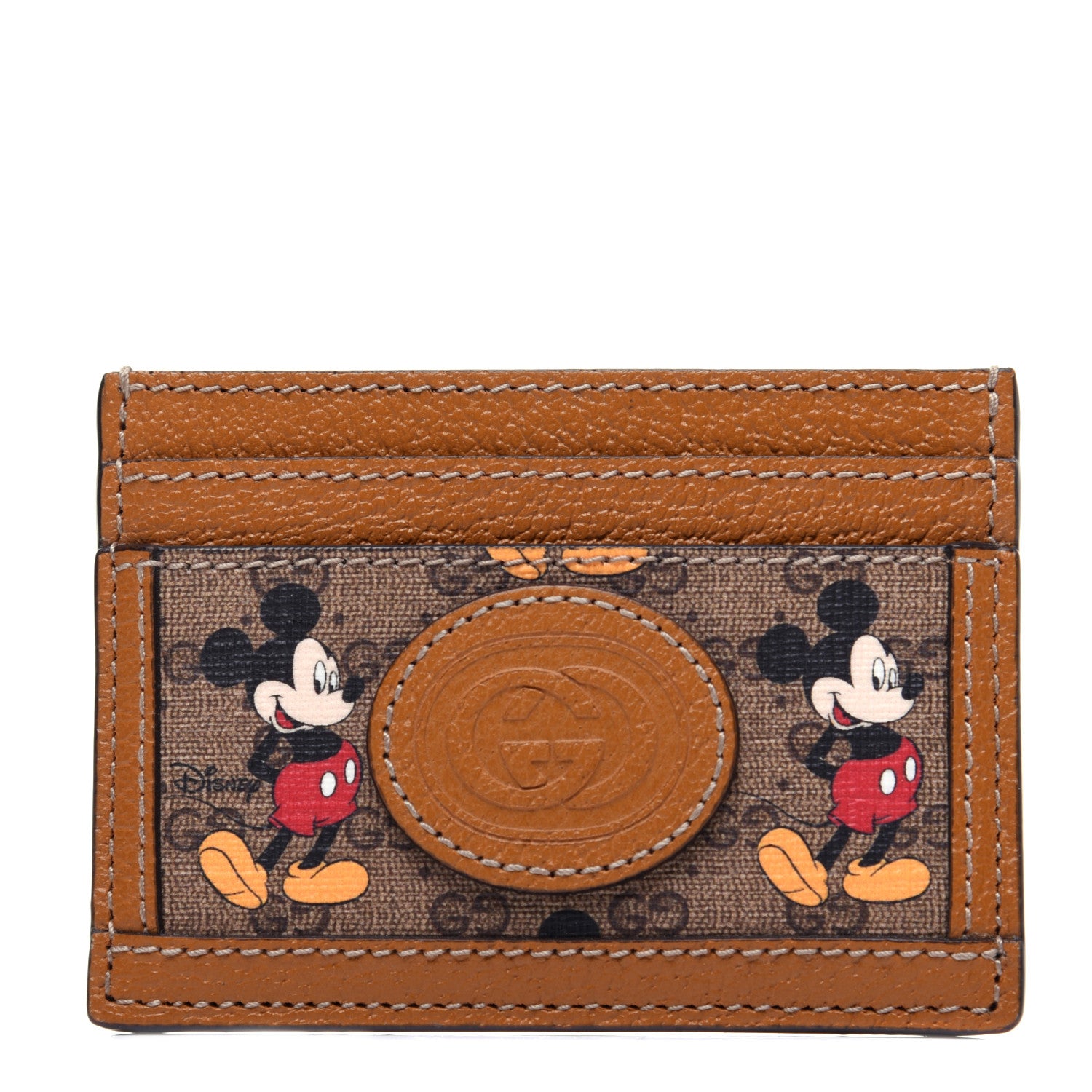Gucci X DISNEY Mini Vintage GG Supreme Monogram Mickey Mouse Card Holder Beige Vintage Sun Oil 1 of 8