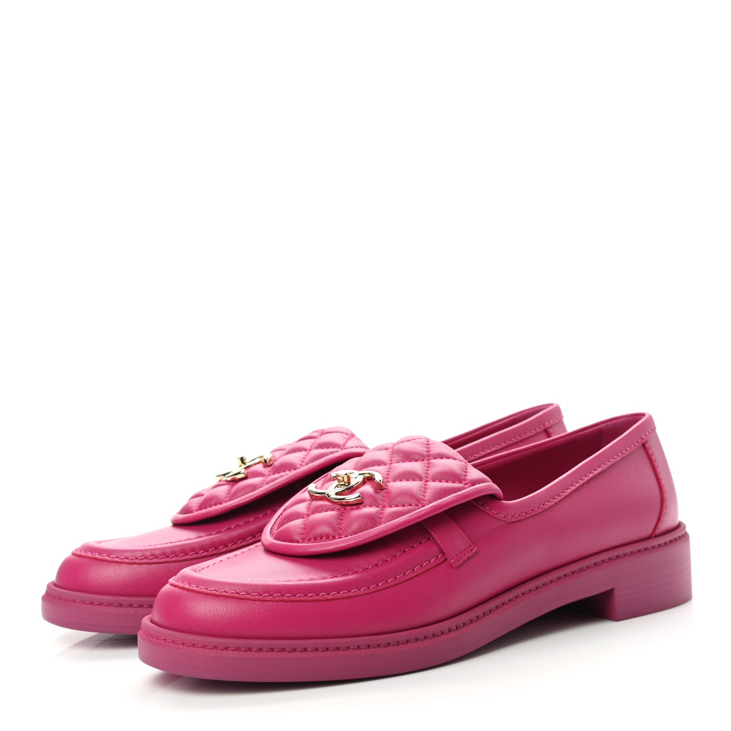 Chanel Lambskin Quilted CC Turnlock Loafers 41 Fuchsia 3 of 9
