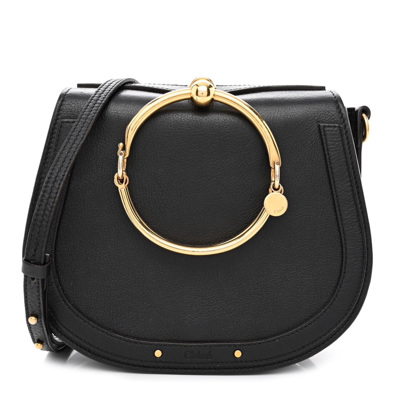 Chloe Calfskin Suede Medium Nile Bracelet Bag Black 1 of 11