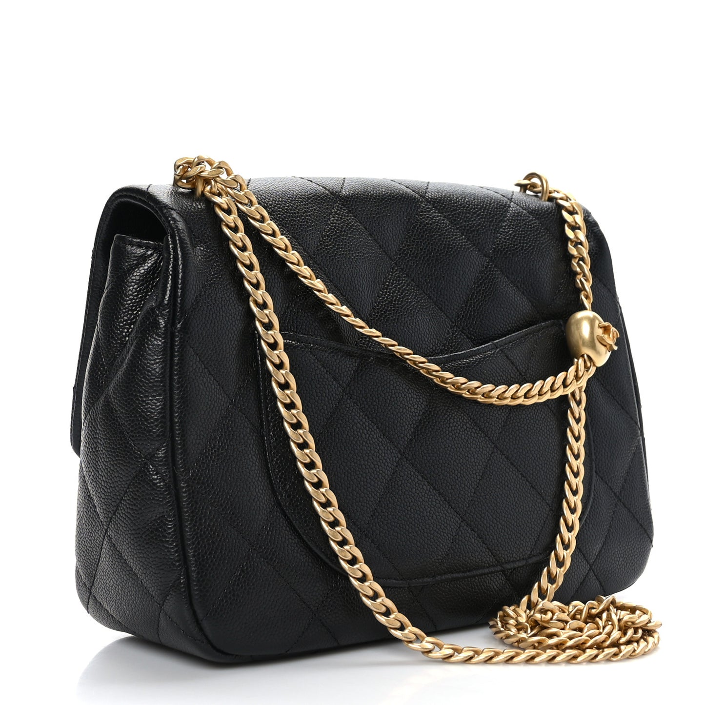 Caviar Quilted Sweetheart Flap Black