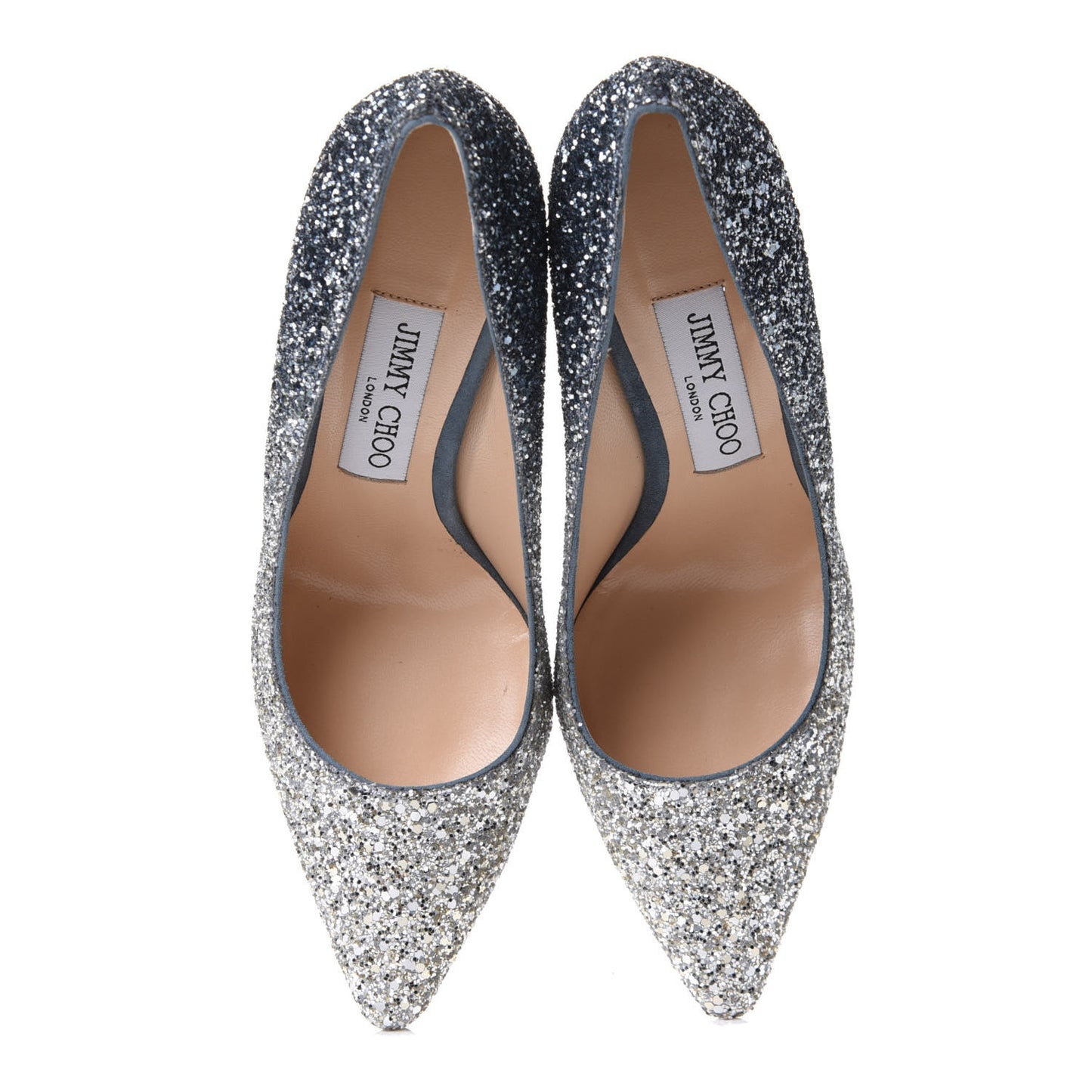 Coarse Glitter Degrade Pointy Toe Romy 100 Pumps 36.5 Silver Dusk Blue