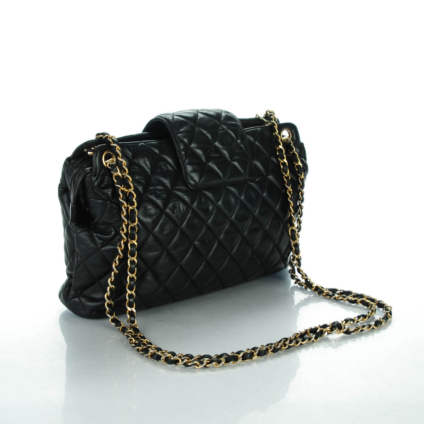 Lambskin Quilted Shoulder Bag Black