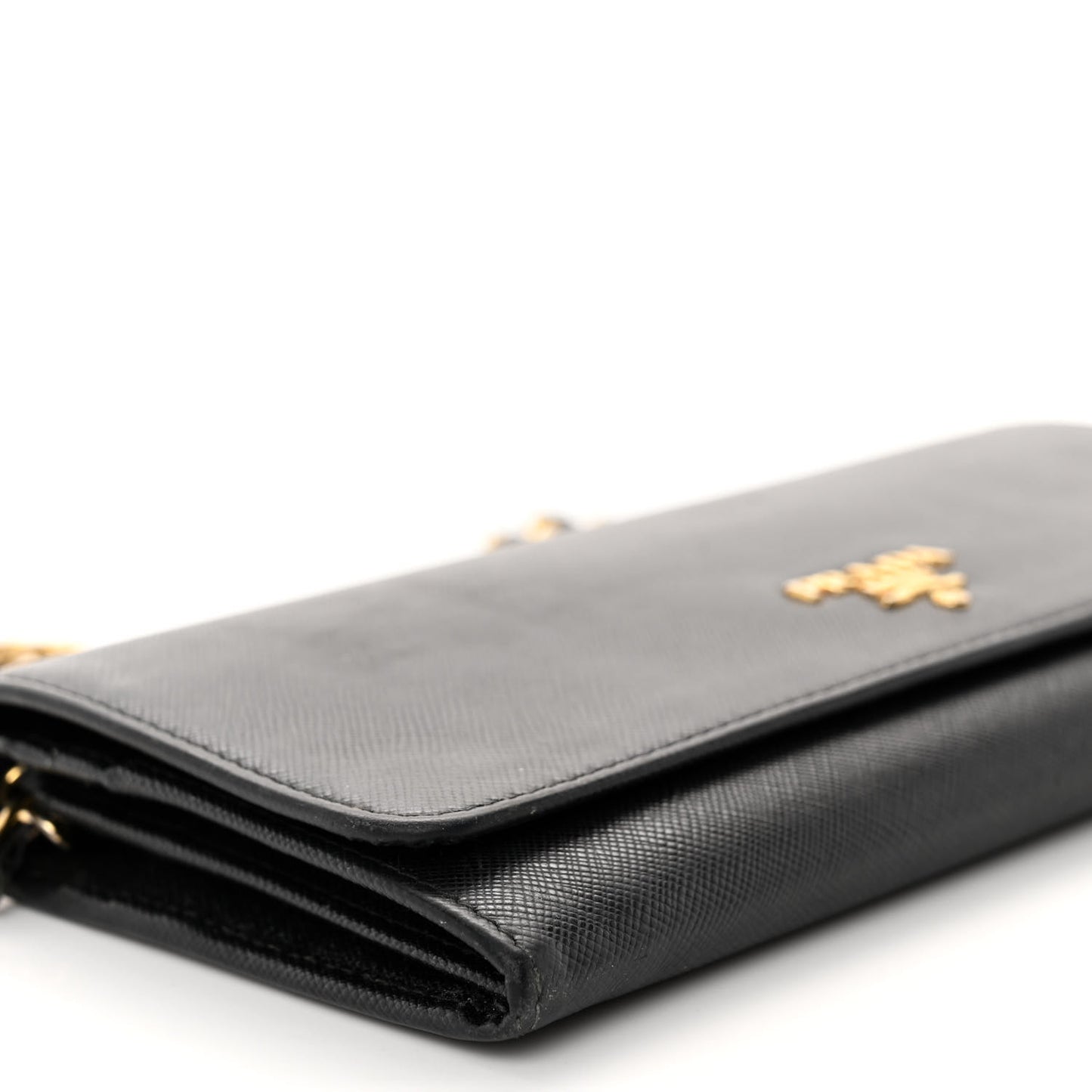 Saffiano Metal Oro Chain Wallet Black