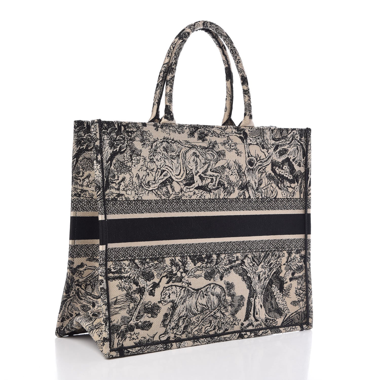 Christian Dior Canvas Embroidered Large Dioriviera Toile De Jouy Book Tote Black 3 of 8