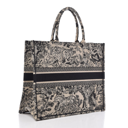 Christian Dior Canvas Embroidered Large Dioriviera Toile De Jouy Book Tote Black 3 of 8