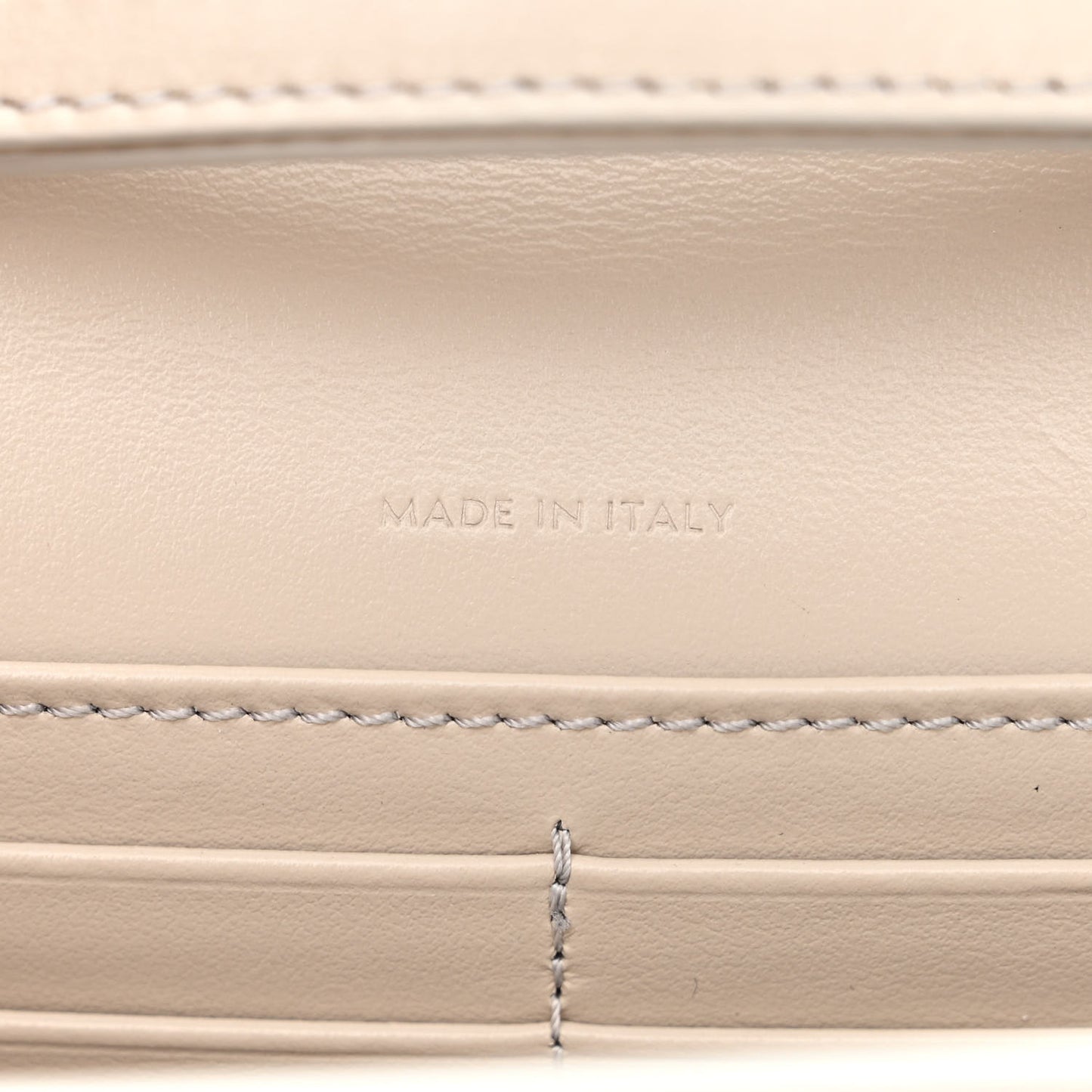 Shiny Calfskin Triomphe Margo Wallet on Chain Light Stone