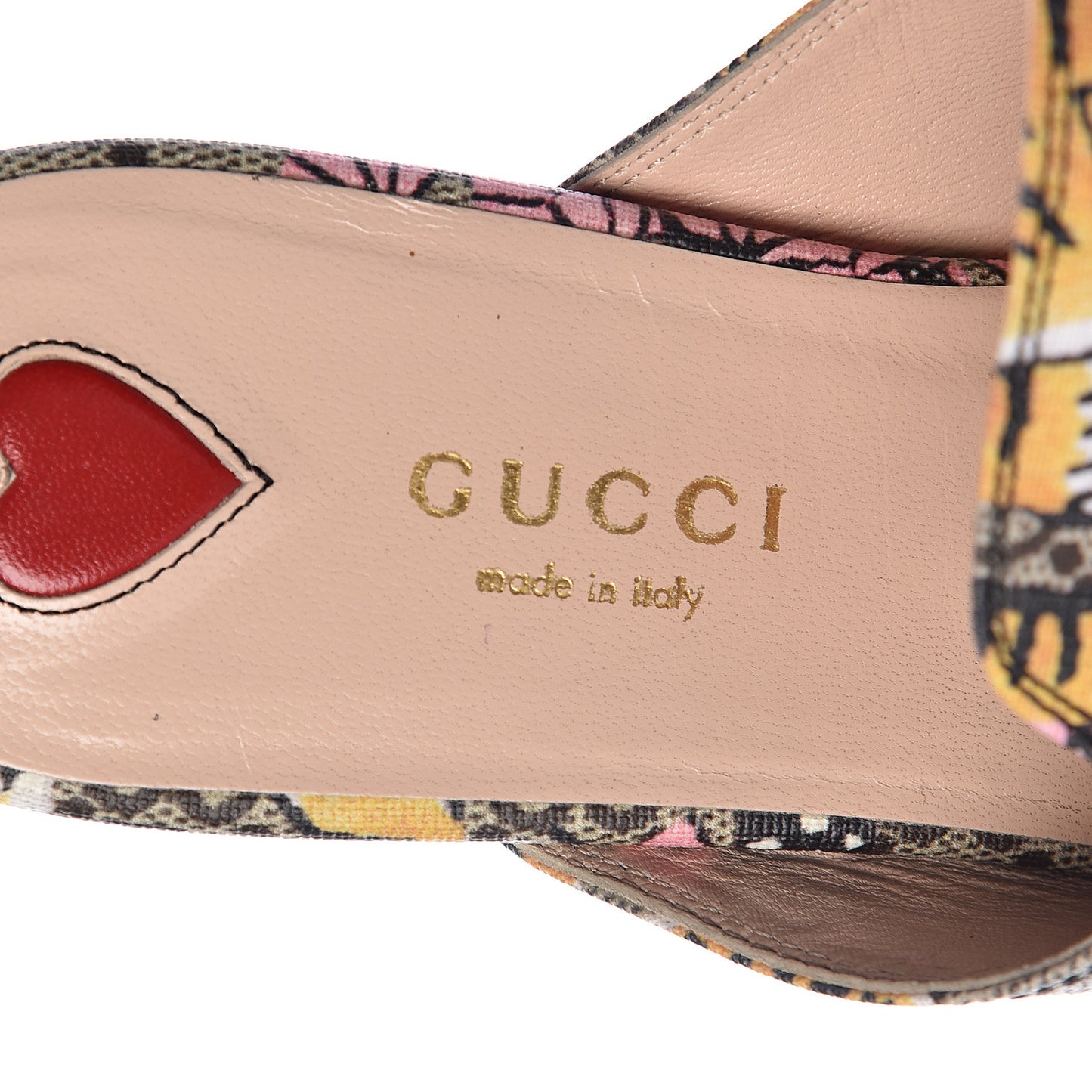 GG Supreme Monogram Bengal Womens Princetown Slippers 35 Beige Crop Pink