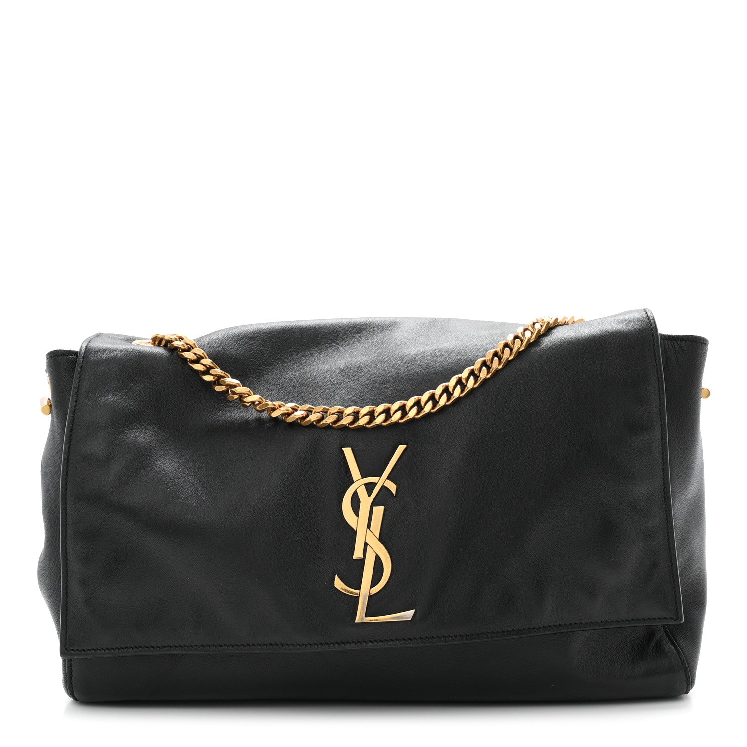 Saint Laurent Smooth Calfskin Suede Medium Reversible Monogram Kate Satchel Black 1 of 10