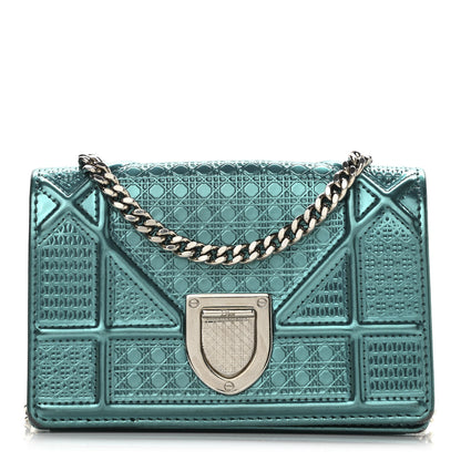 Christian Dior Metallic Patent Micro-Cannage Baby Diorama Flap Bag Green 1 of 11