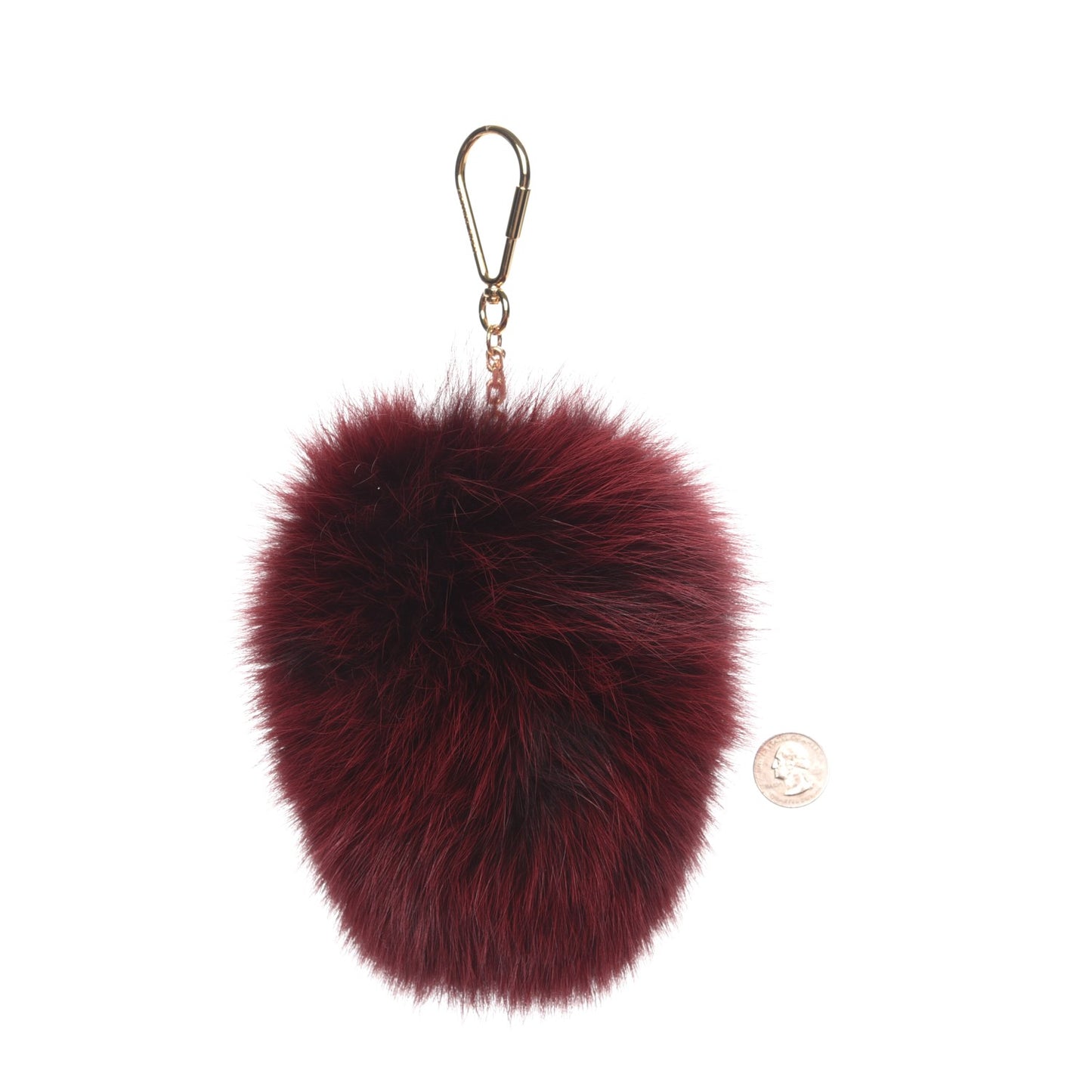 Fox Fur Fuzzy V Bag Charm Amarante
