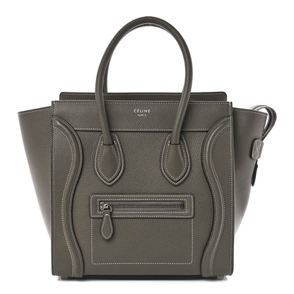 Celine Drummed Calfskin Micro Luggage Souris 1 of 12