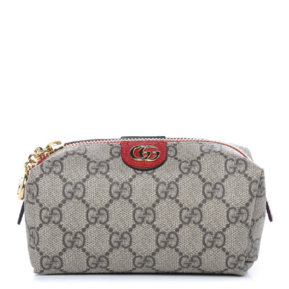 Gucci Soft GG Supreme Monogram Calfskin Small Ophidia Cosmetic Case Beige Ebony Hibiscus Red 1 of 8