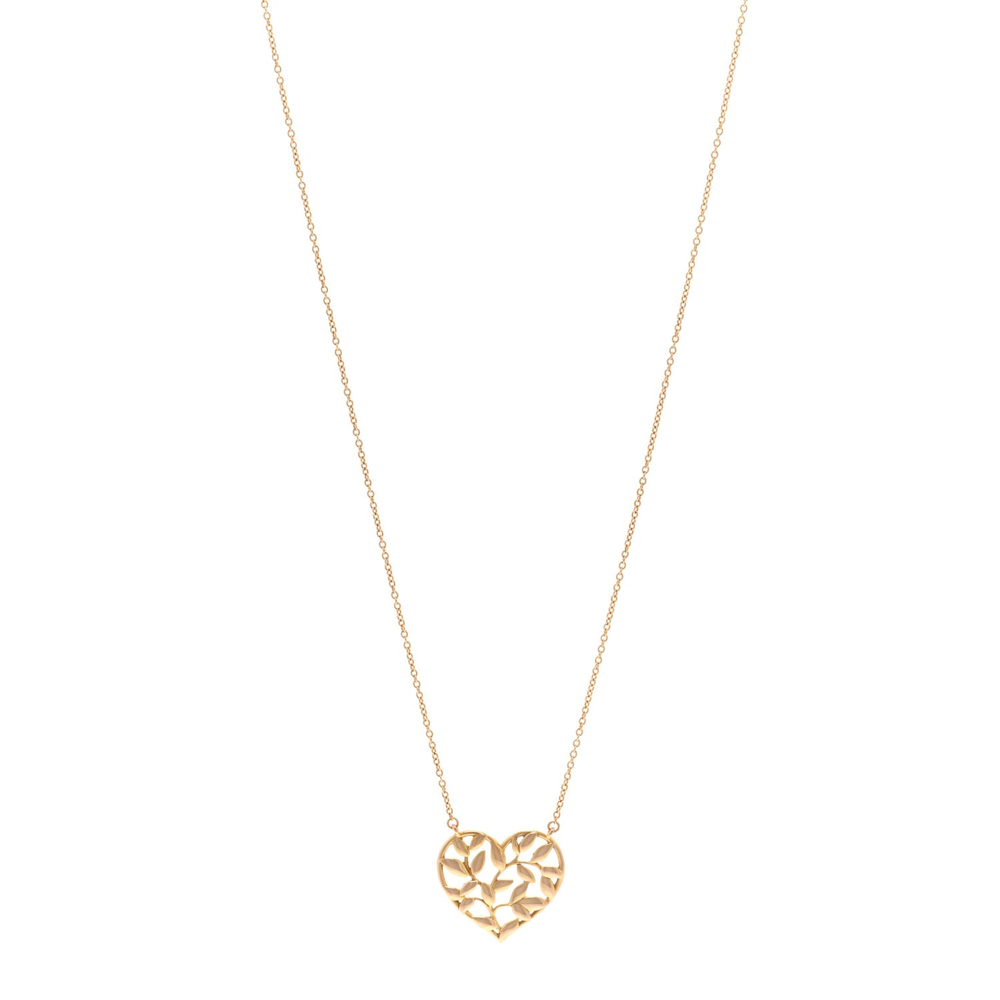 18K Rose Gold Paloma Picasso Olive Leaf Heart Pendant Necklace
