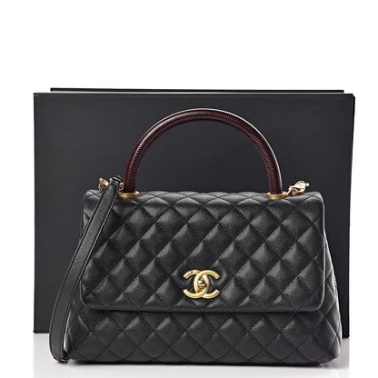 Chanel Caviar Lizard Embossed Quilted Small Coco Handle Flap Black 19 of 19