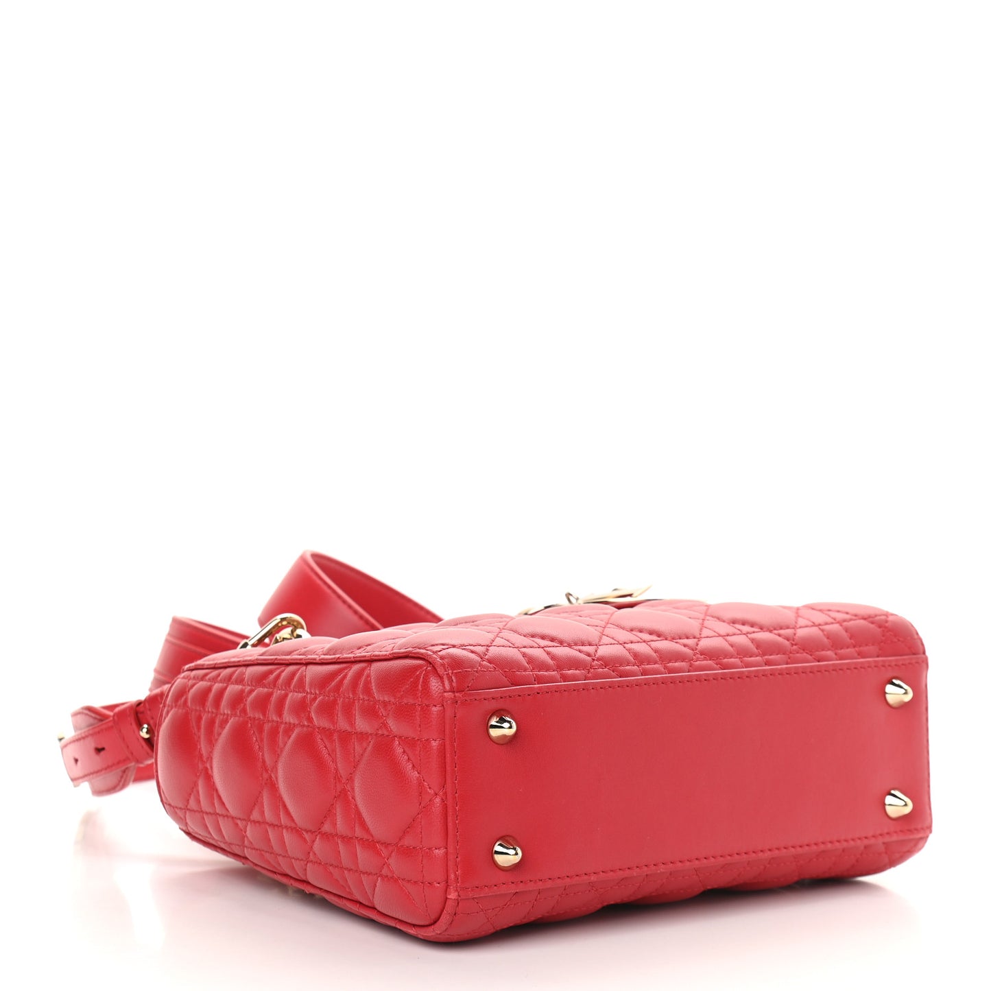 Lambskin Cannage Small Lucky Badges My Lady Dior Red