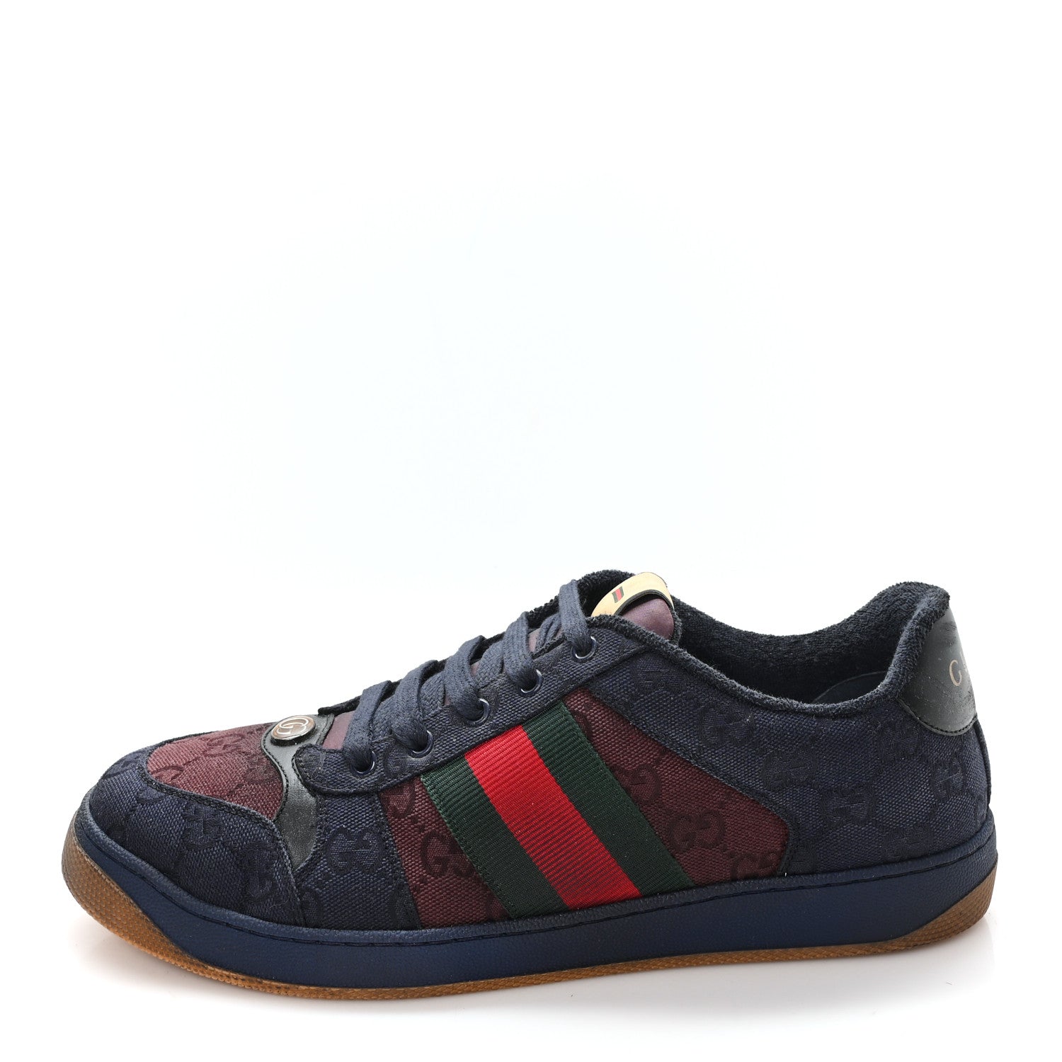 GUCCI GGパターン スニーカー ネイビー Gucci New Canvas GG Web Mens Screener Sneakers 10 Burgundy Navy