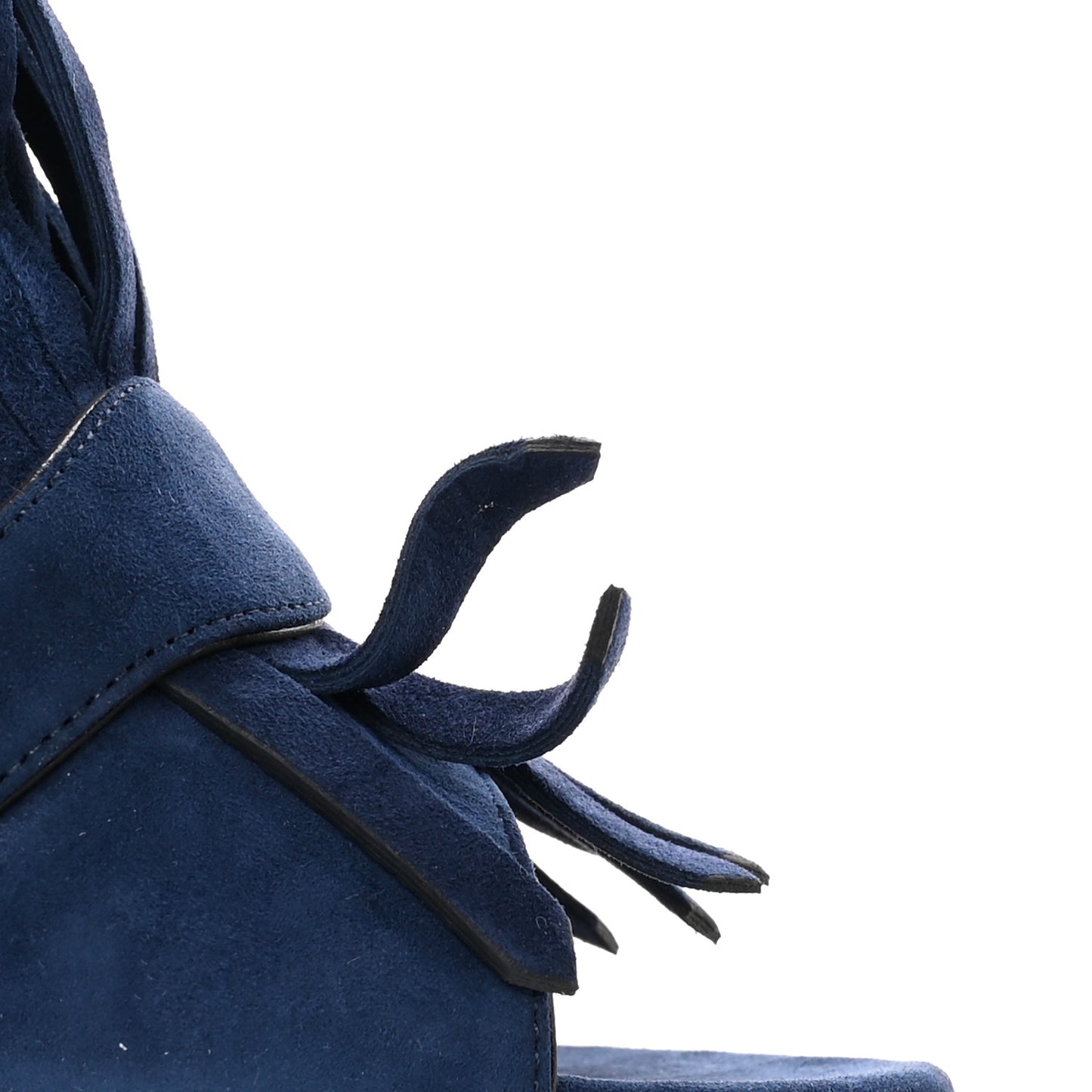 Kid Scamosciato GG Marmont Fringe 75mm Slide Sandals 41.5 Blue Ink