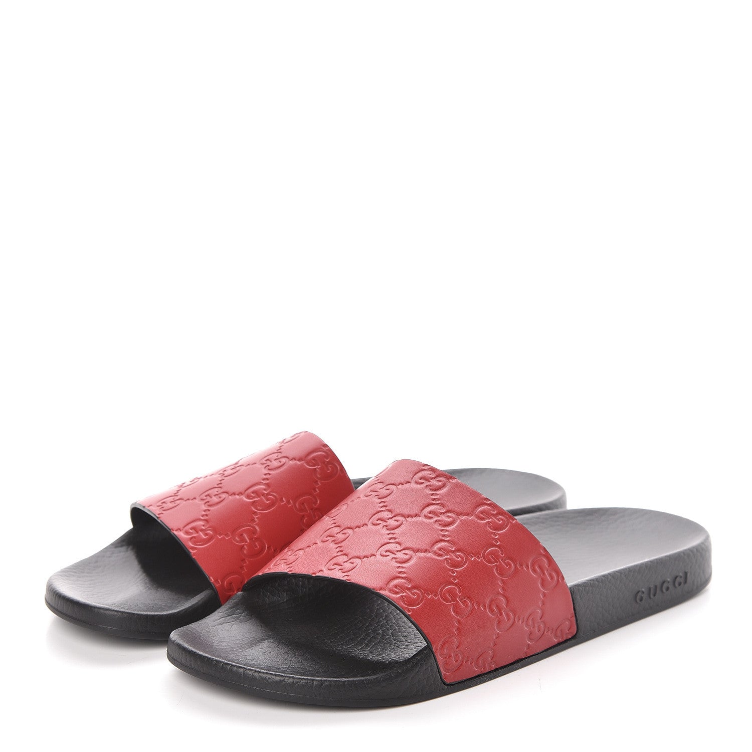 Gucci Guccissima Signature Slide Sandals 42 Hibiscus Red 3 of 7
