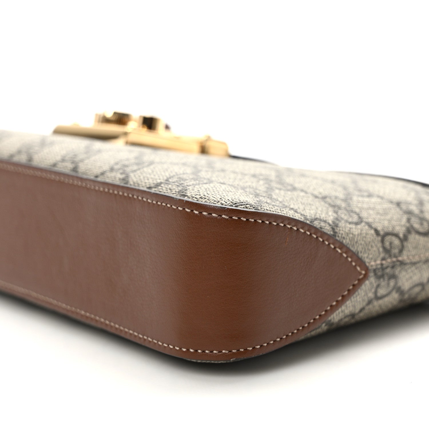 Gucci GG Supreme Monogram Calfskin Small Padlock Chain Shoulder Bag Beige Ebony Brown Sugar 9 of 11