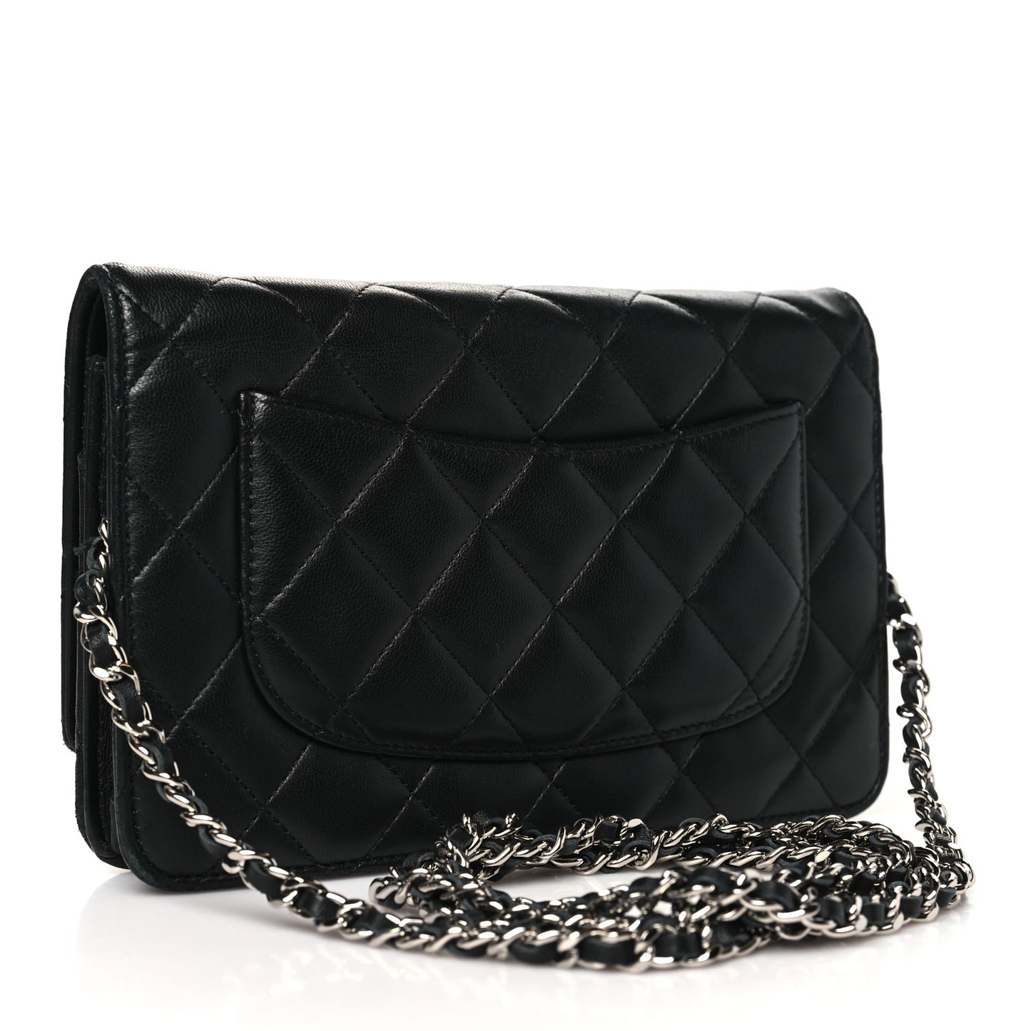 Lambskin Quilted Wallet On Chain WOC Black