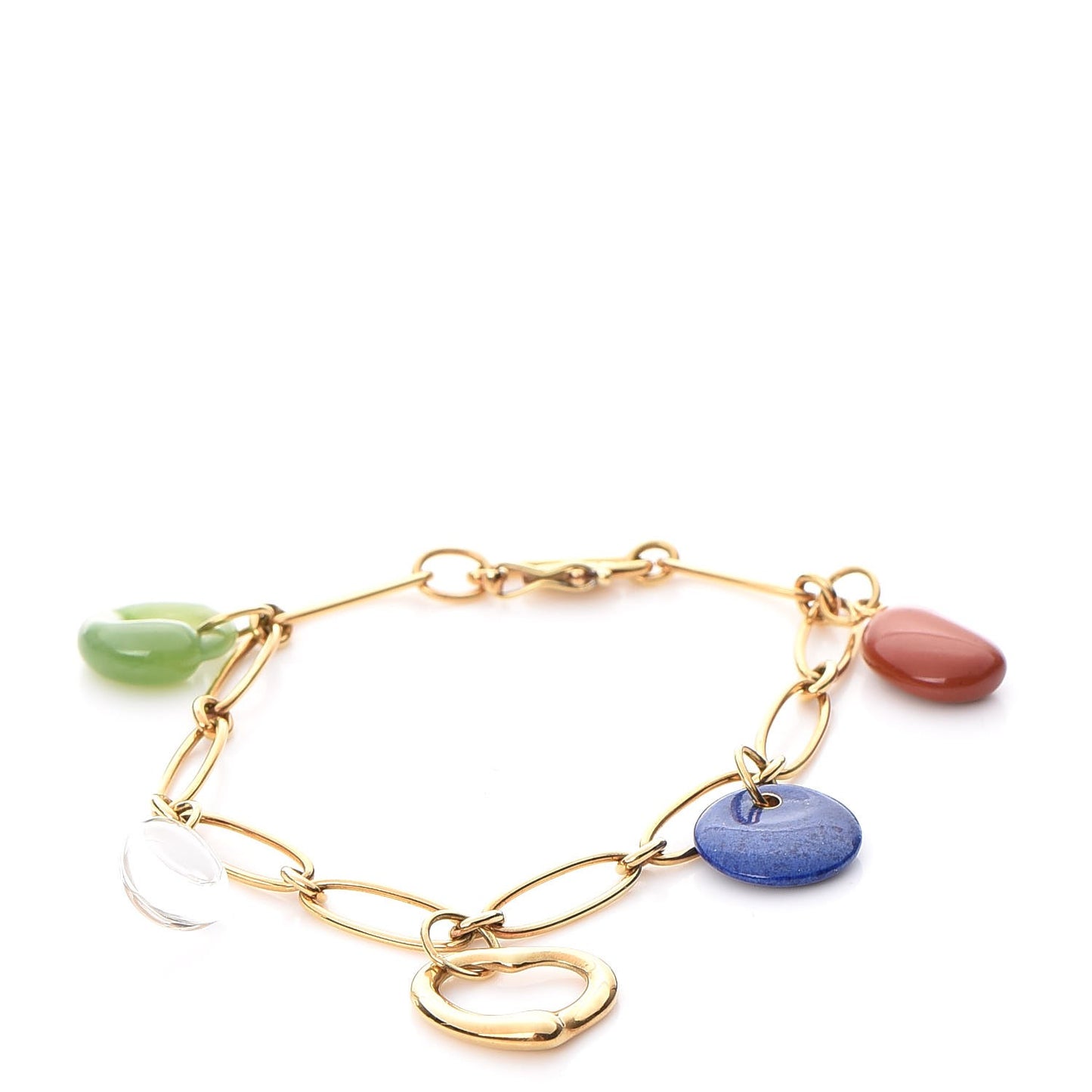 18K Yellow Gold Elsa Peretti Five Stone Charm Bracelet