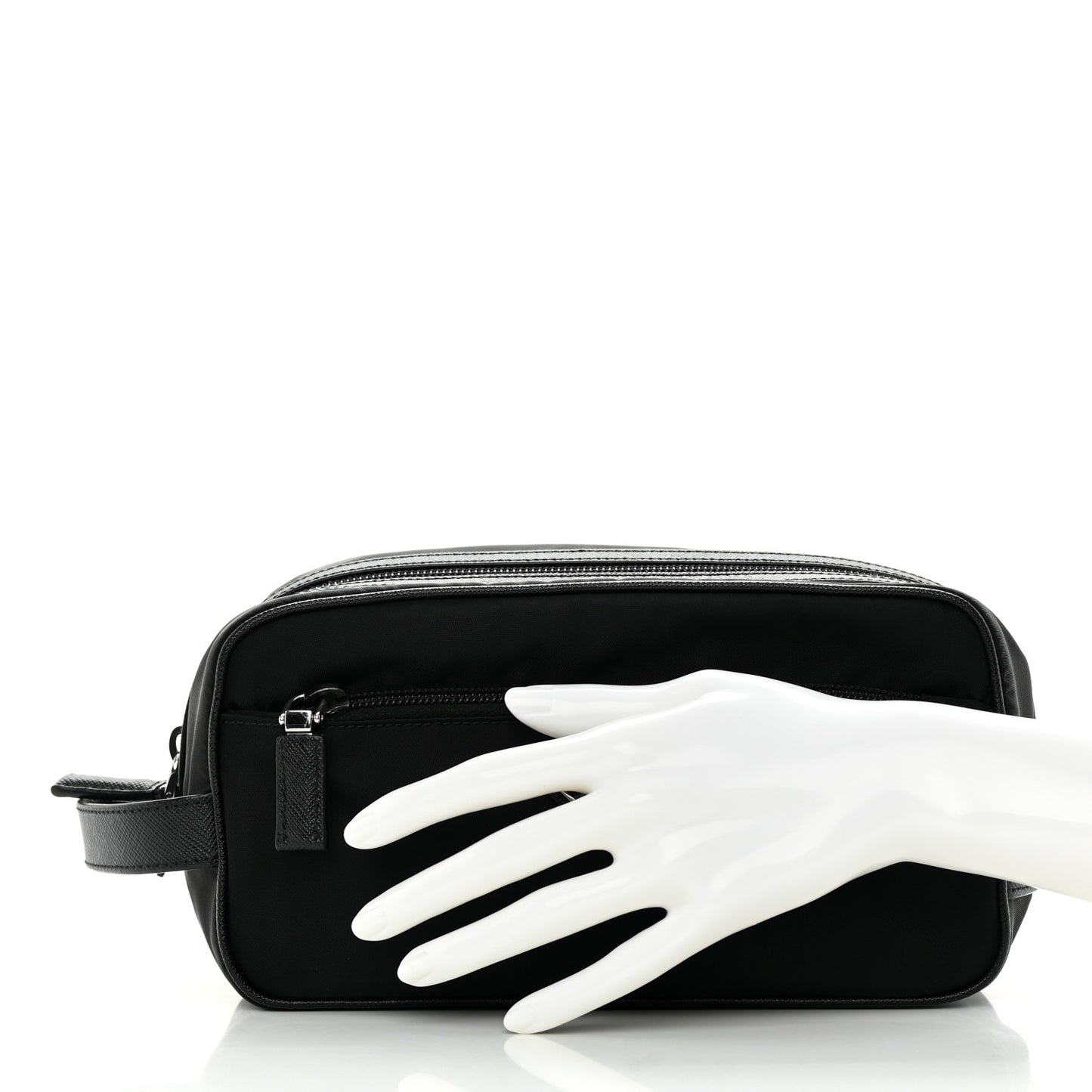 Re-Nylon Saffiano Travel Pouch Black