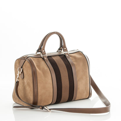 Gucci Nubuck Vintage Web Medium Boston Beige 3 of 7