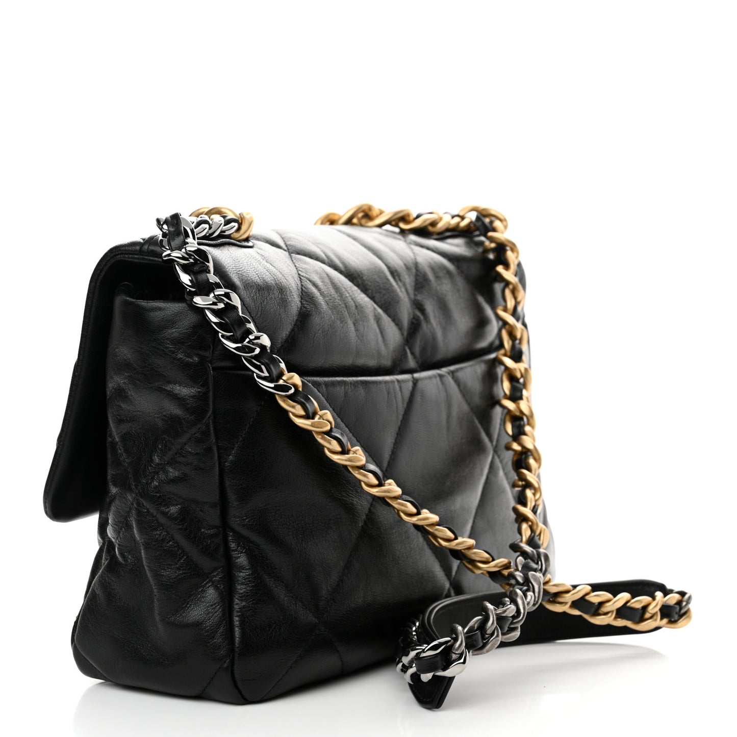 Goatskin Quilted Large Chanel 19 Flap Black