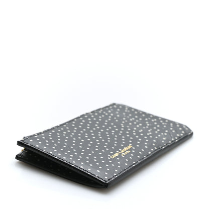Saint Laurent Calfskin Printed Polka Dot 5 Fragments Zip Pouch Card Holder Black 4 of 7