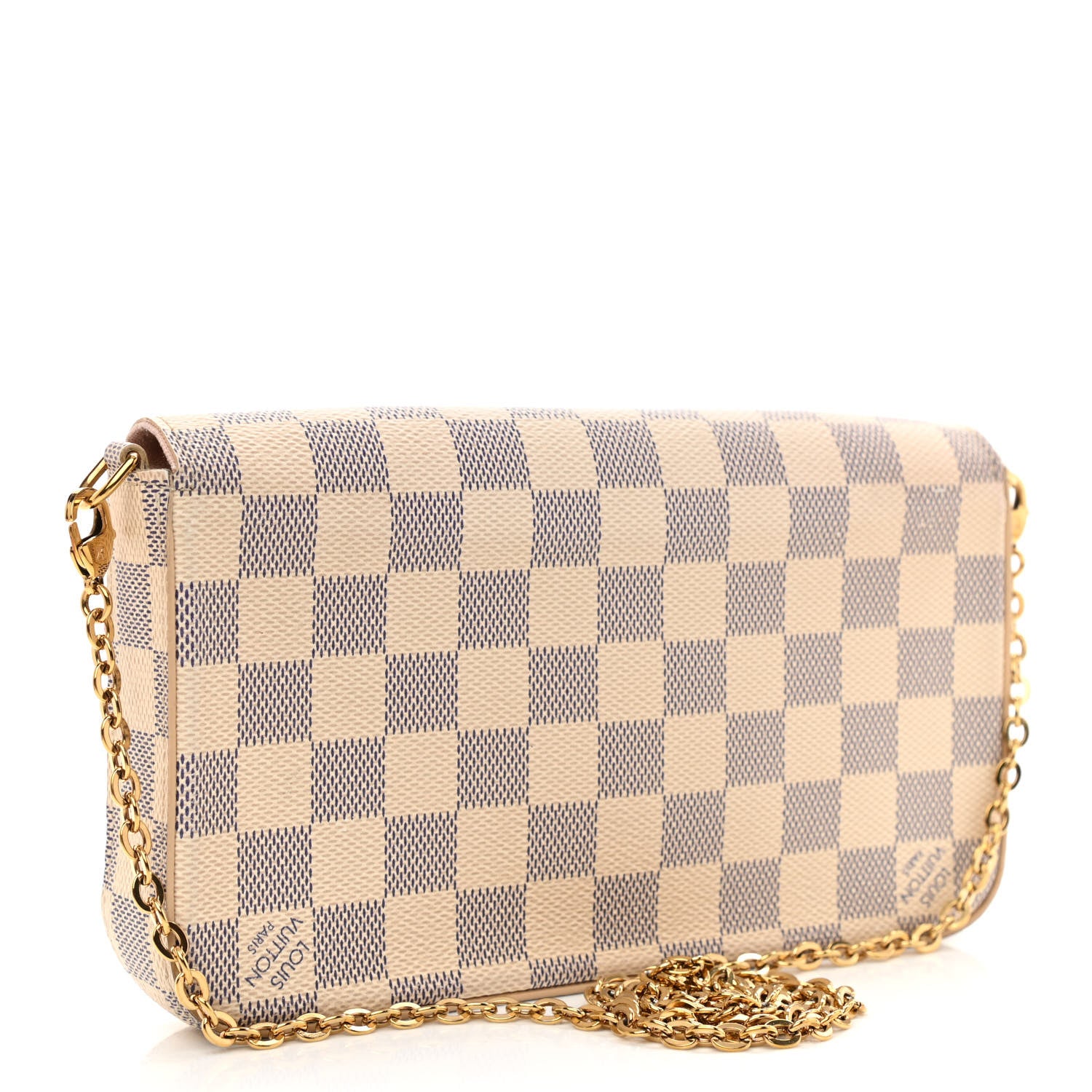Louis Vuitton Damier Azur Pochette Felicie Chain Wallet Rose Ballerine 4 of 15