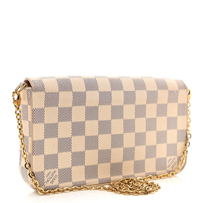 Louis Vuitton Damier Azur Pochette Felicie Chain Wallet Rose Ballerine 4 of 15