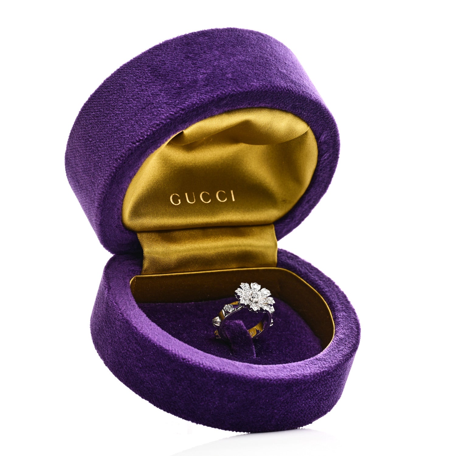 Gucci 18K White Gold Diamond Flora Ring 50 5.5 9 of 9