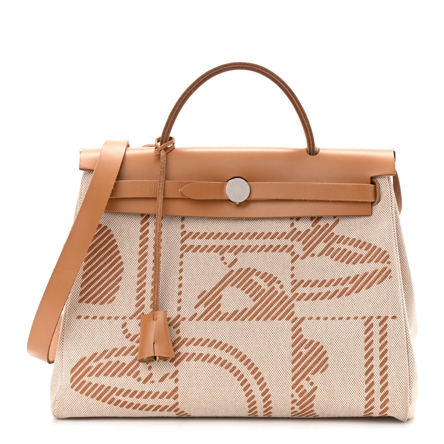Hermes Vache Hunter Toile H Brides de Gala Herbag Zip Retourne 31 PM Natural 4 of 13