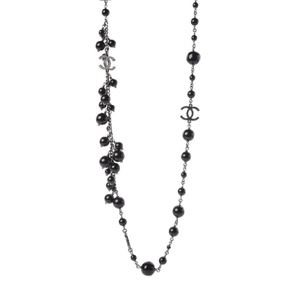 Chanel Ruthenium Beaded CC Long Necklace Black 1 of 5