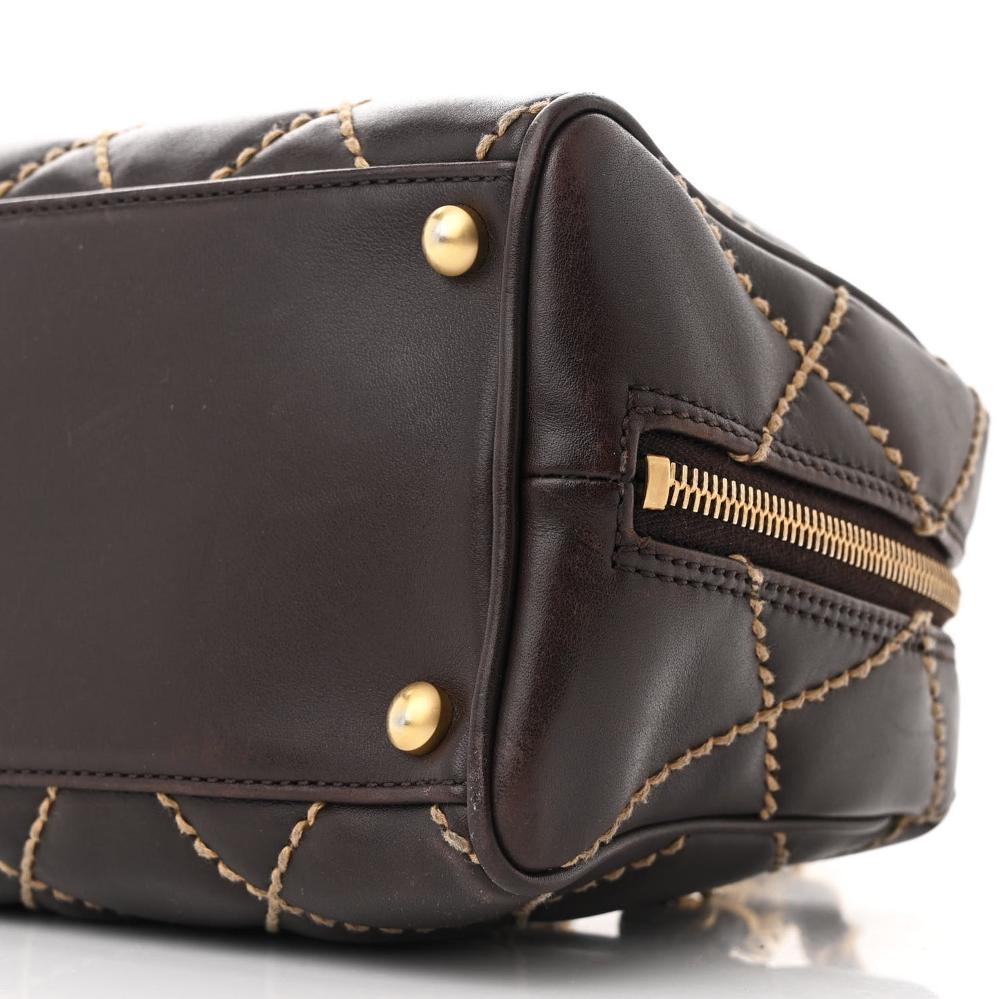 Calfskin Wild Stitch Chain Bag Brown