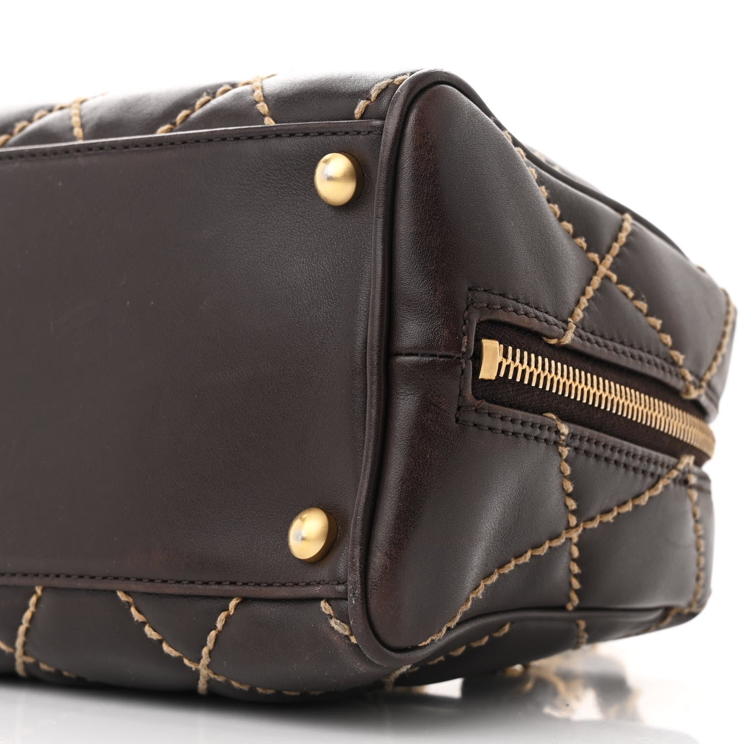 Chanel Calfskin Wild Stitch Chain Bag Brown 9 of 11