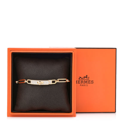 Hermes 18K Yellow Gold Diamond Pave PM Kelly Chaine Bracelet SH 4 of 4