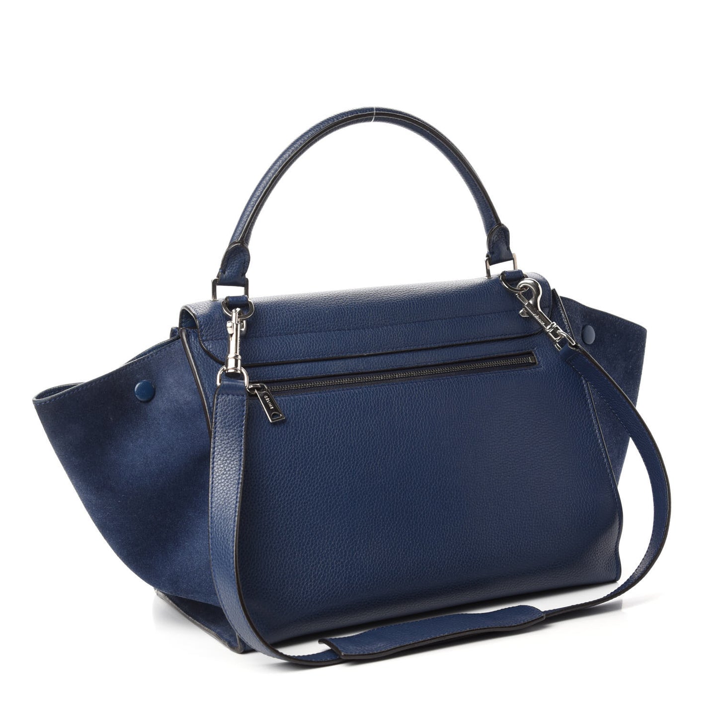 Drummed Calfskin Suede Medium Trapeze Navy