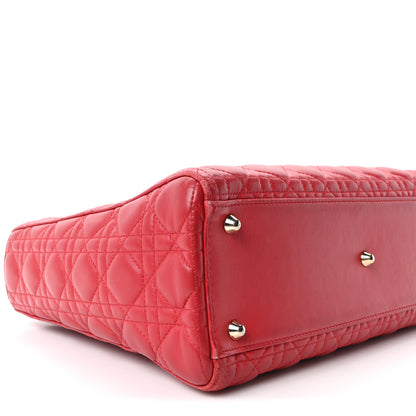 Christian Dior Lambskin Cannage Large Lady Dior Red 9 of 10