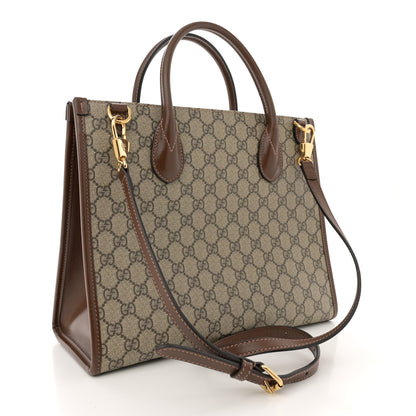 Gucci GG Supreme Monogram Azalea Calfskin Small Retro Interlocking G Tote Bag Beige Ebony Brown Sugar 2 of 15