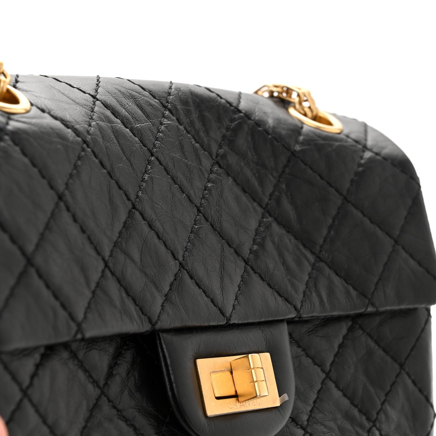 Aged Calfskin Quilted 2.55 Reissue Mini Flap Black