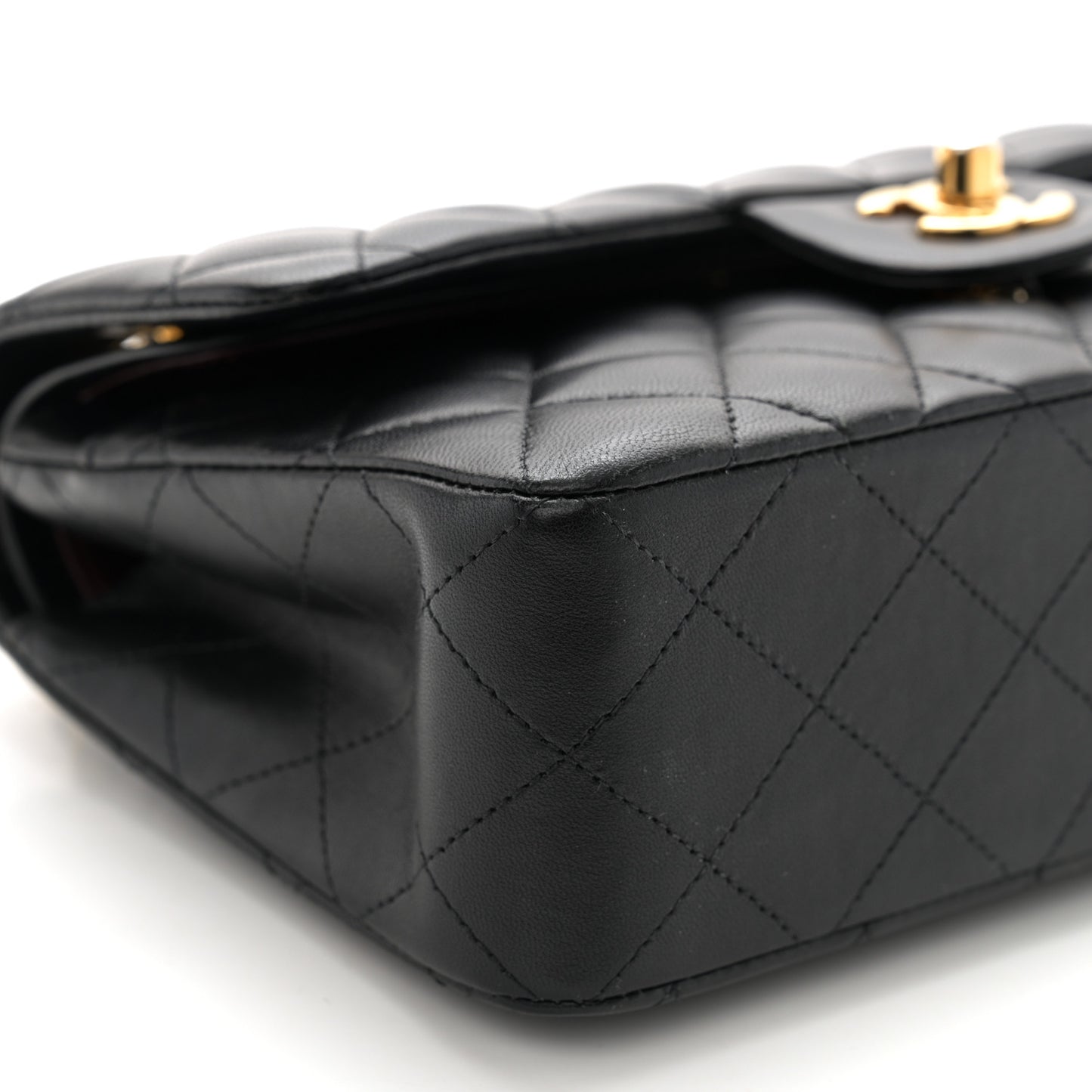 Lambskin Quilted Small Double Flap Black