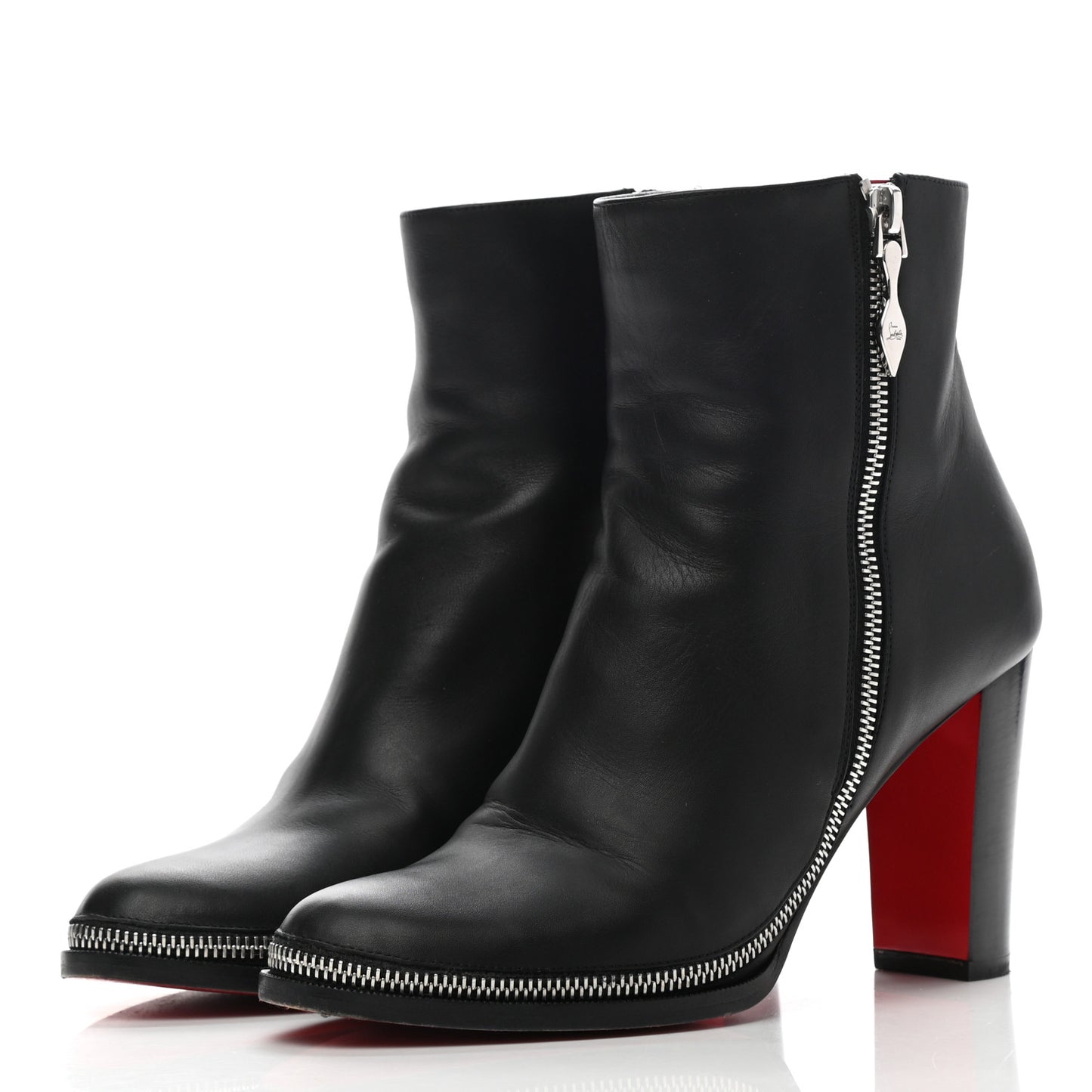 Calfskin Telezip 85 Ankle Bootie 39.5 Black