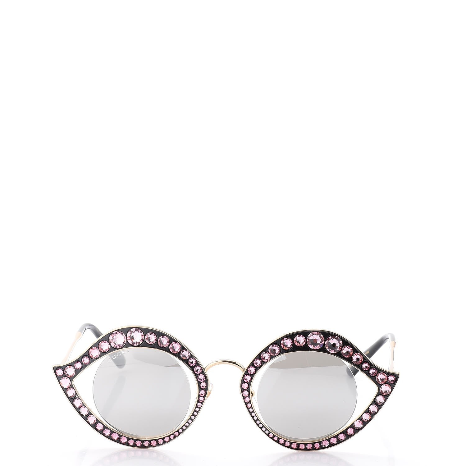 Gucci Metal Crystal Cat Eye Sunglasses GG0046/S Light Pink 2 of 8