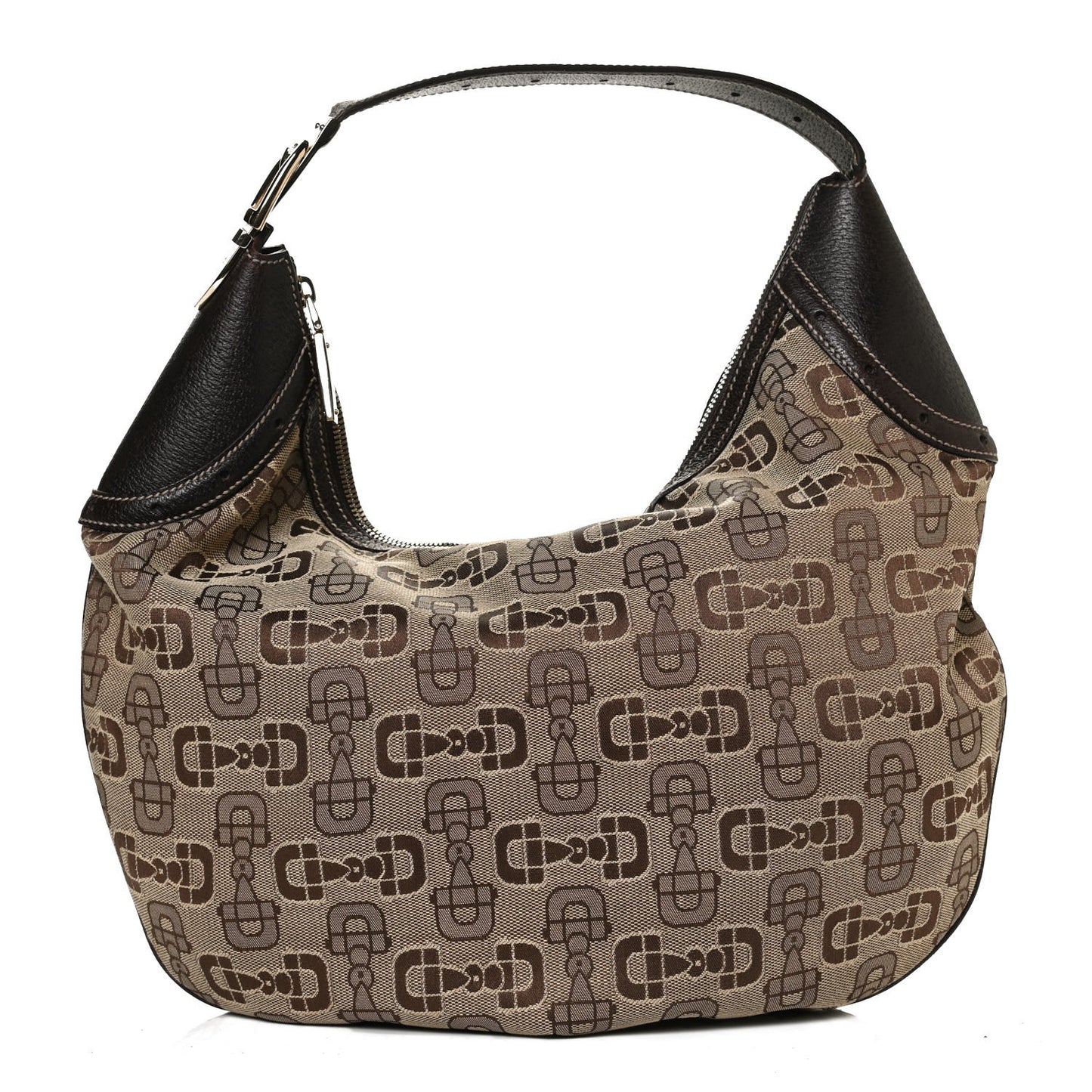 Canvas Horsebit Glam Hobo Dark Brown