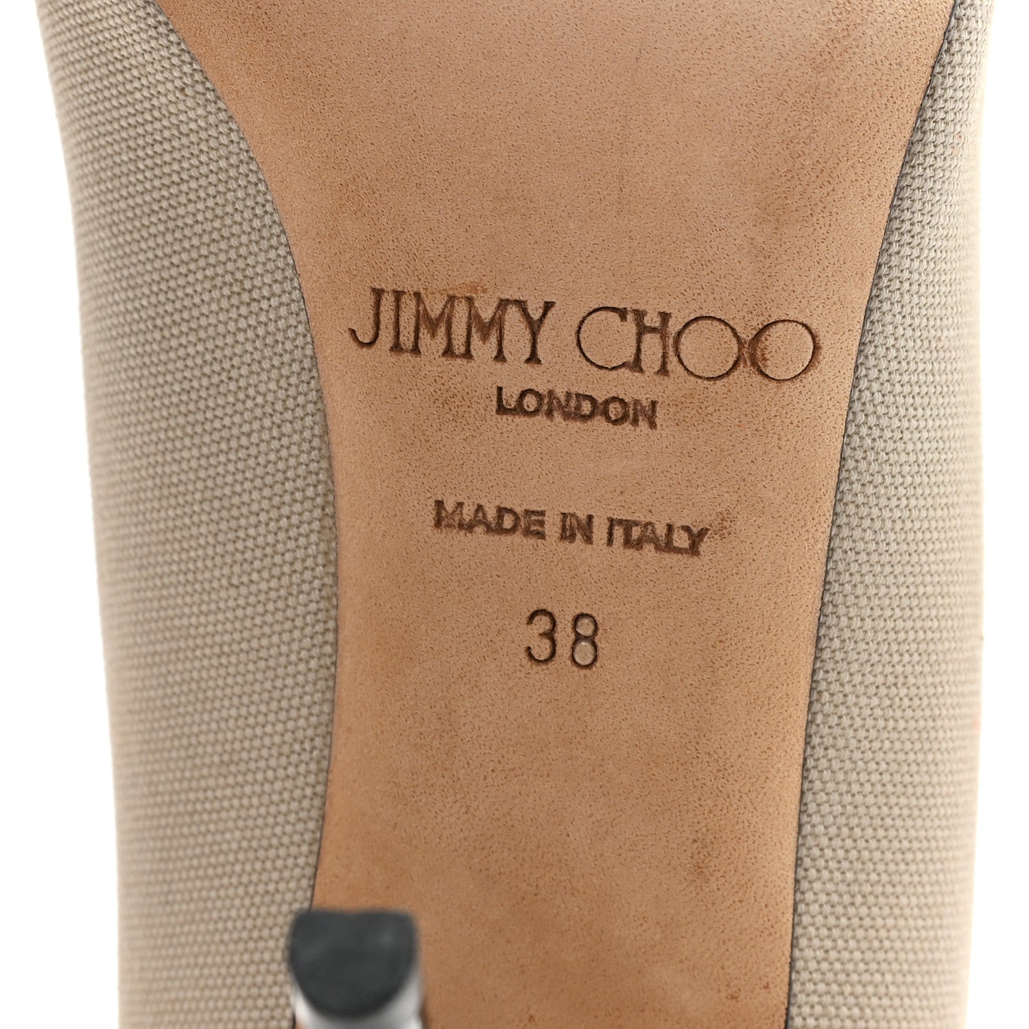 Jimmy Choo Canvas Patent Abel Pump 38 Natural Black 7 of 9