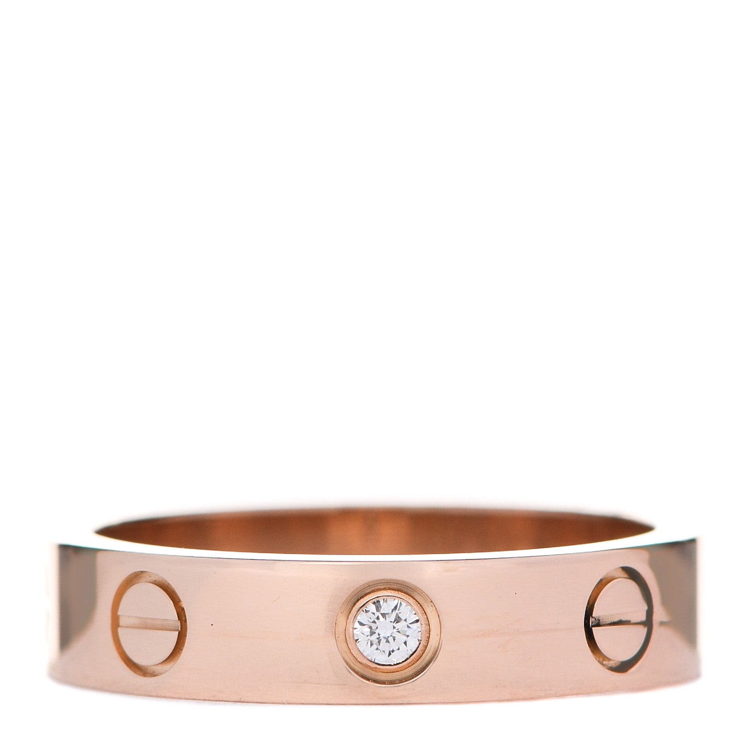 Cartier 18K Pink Gold Diamond 4mm LOVE Wedding Band Ring 49 4.75 1 of 6