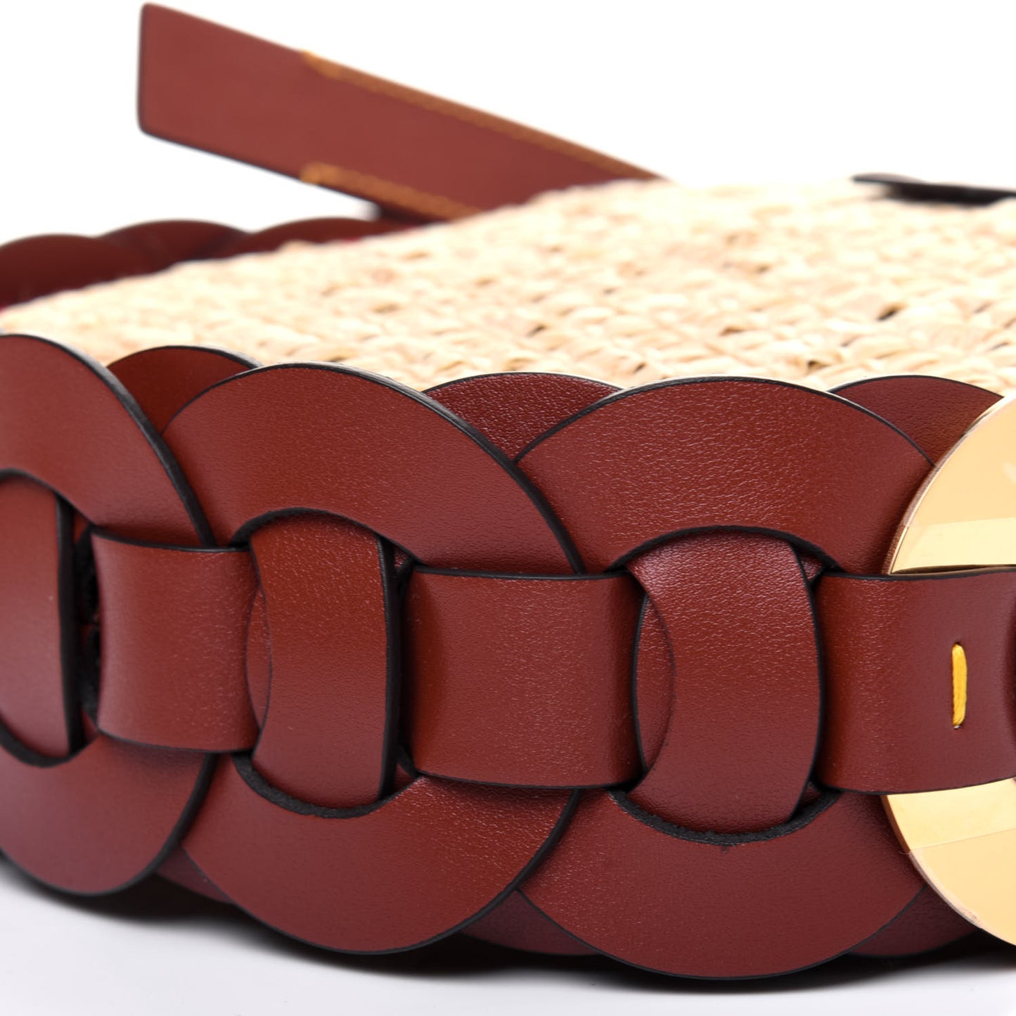 Calfskin Raffia Embroidered Small Darryl Crossbody Brown